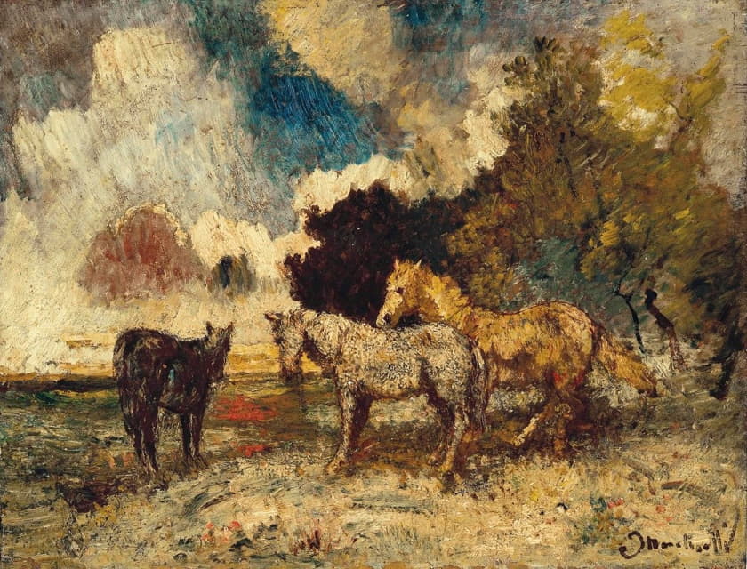 Adolphe Monticelli - Les trois chevaux
