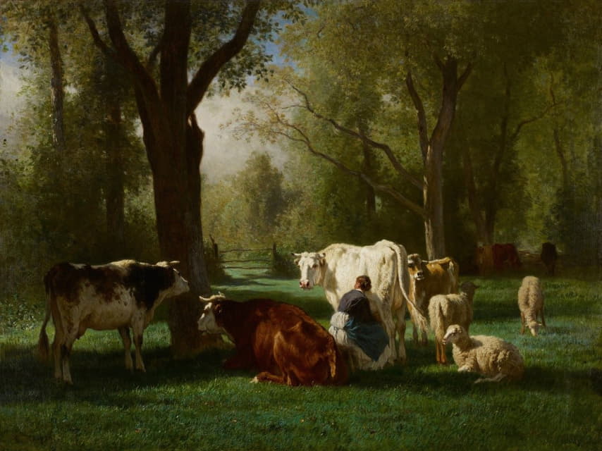 Constant Troyon - Landscape With Cattle And Sheep