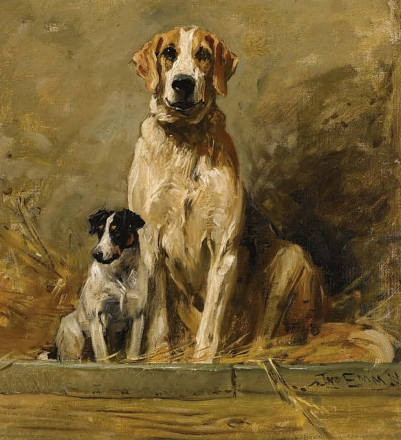 John Emms - Hound And Terrier In A Kennel