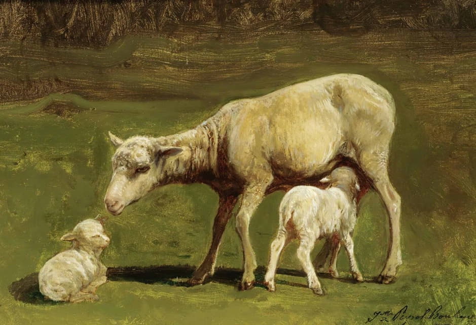 一只母羊和两只小羊