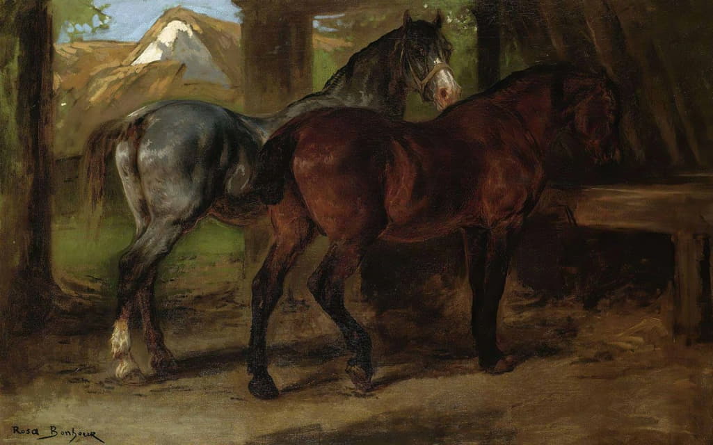 Rosa Bonheur - Two Horses In A Stable