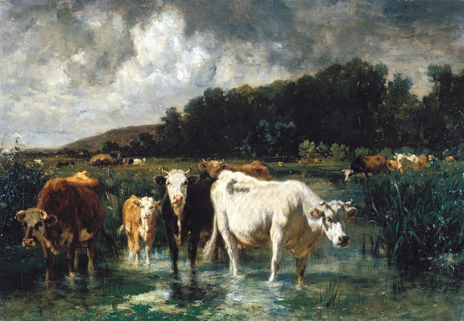 Émile van Marcke - Landscape with Cattle