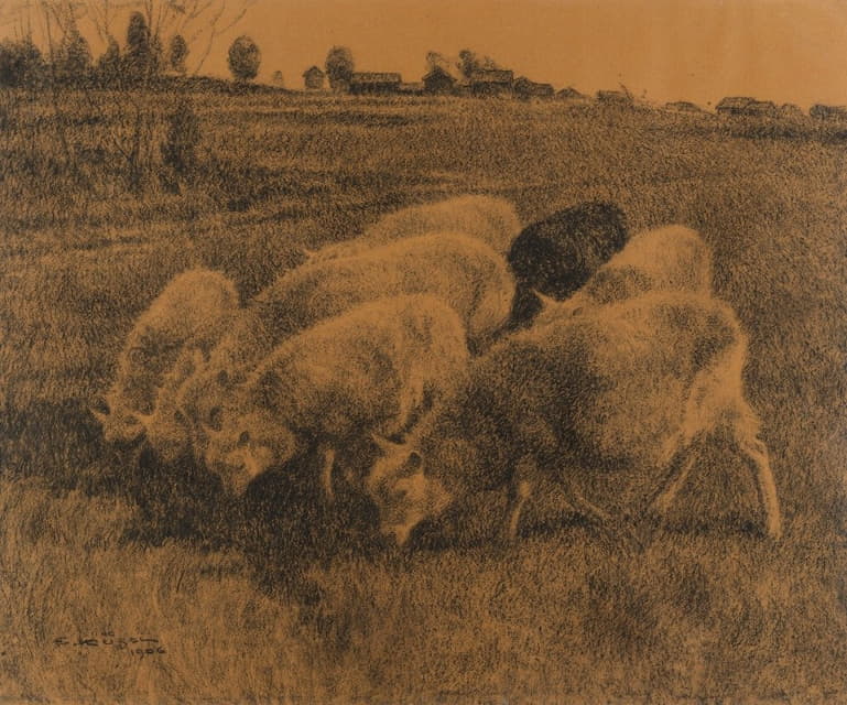 Ernst Küsel - Gazing Sheep
