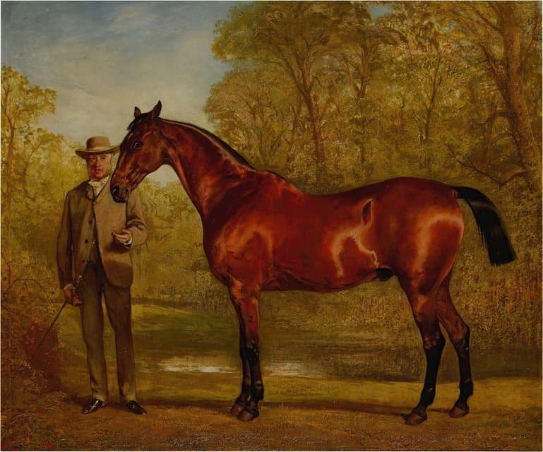 Alfred Chantrey Corbould - Mr. W. James Holden With His Favorite Hunter In A Landscape