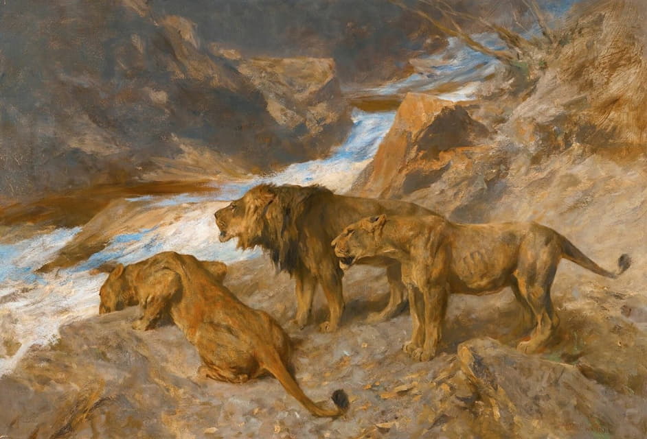 Arthur Wardle - Lions By A Stream