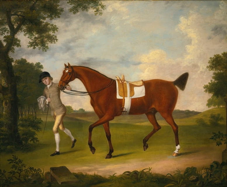 Francis Stringer - Sprightly, A Lady’s Hack Held By A Groom In A Landscape