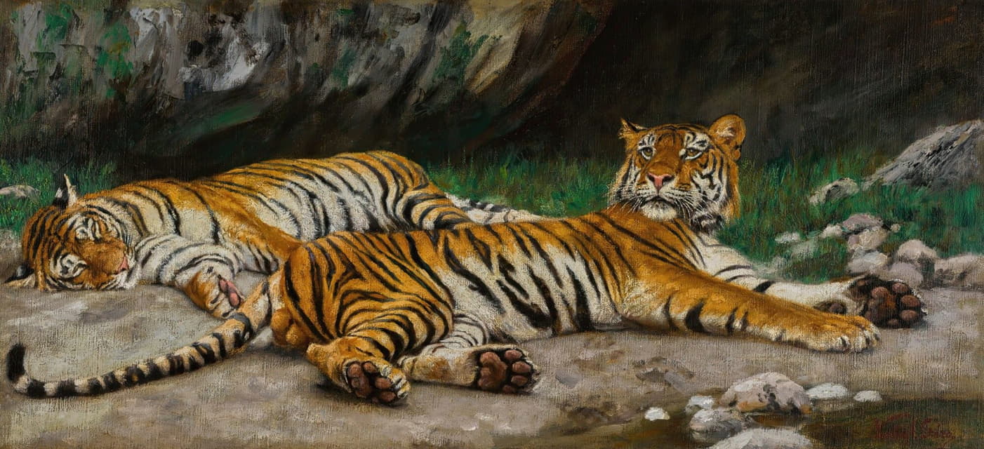 Geza Vastagh - Resting Tigers