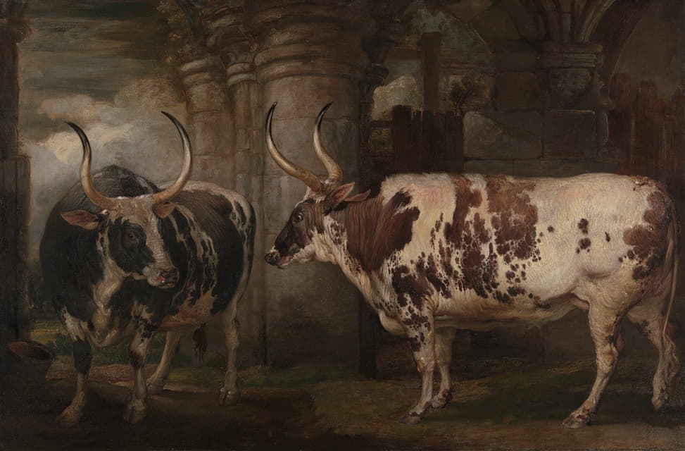 两头牛的肖像，这是鲍威尔伯爵的财产