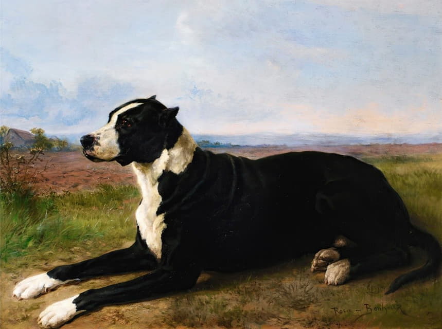 风景中的獒拉布拉多犬肖像