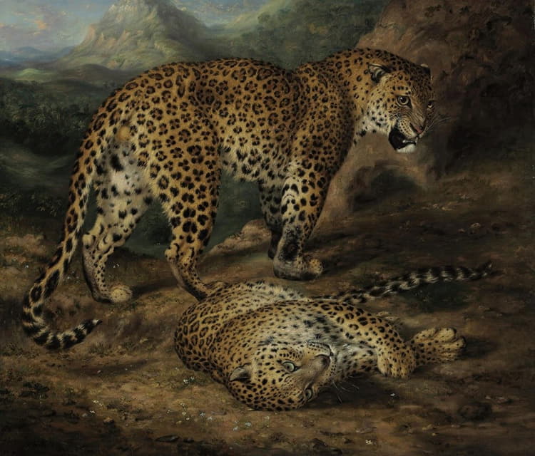 William Huggins - Two leopards
