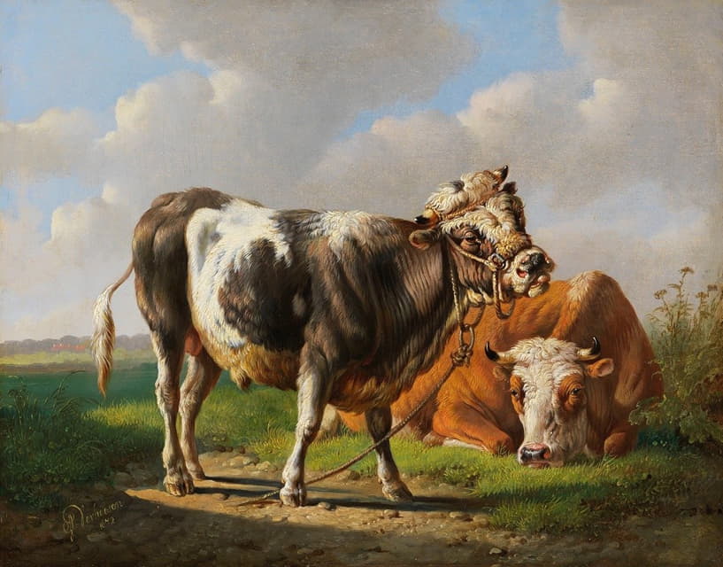 Albertus Verhoesen - Der Angeber (Junger Stier und liegende Kuh)