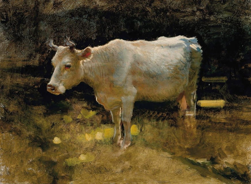 Joseph Farquharson - Study of a cow in a meadow