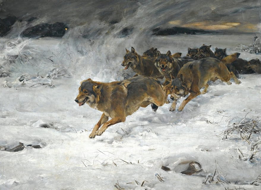 Alfred Von Wierusz-Kowalski - A Pack Of Wolves