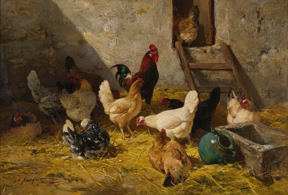 Charles Emile Jacque - The Hen-Roost