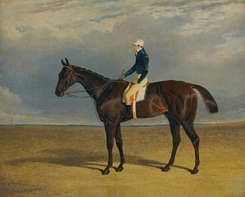 Margrave是一匹栗色的赛马，骑师James Robinson站在Doncaster