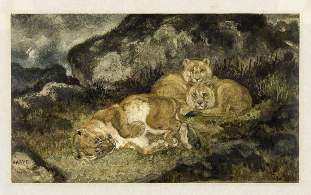 Antoine-Louis Barye - Lioness and Cubs