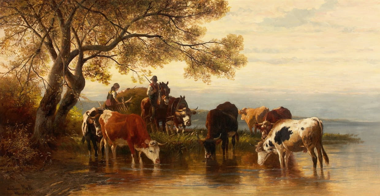 农民和牛的景观