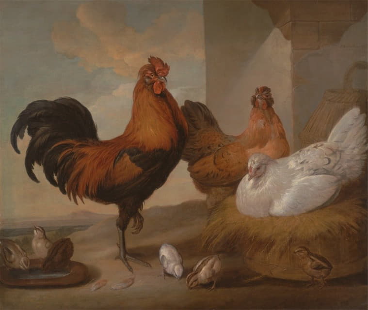 Francis Barlow - Domestic Cock, Hens and Chickens