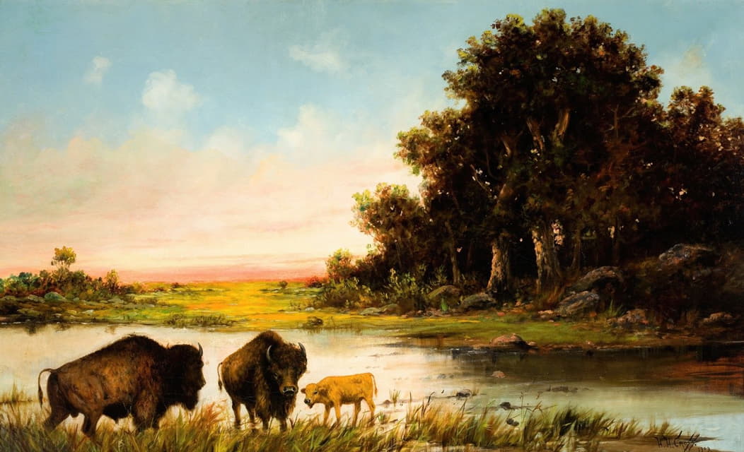 Henry Herman Cross - Buffalo by the River