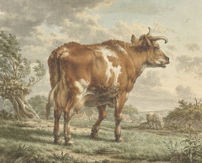 Jacob Cats - Roodbonte koe in een landschap