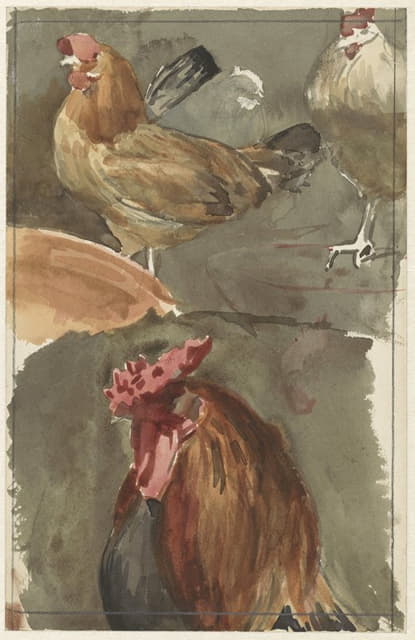 Jan Veth - Haan met kippen