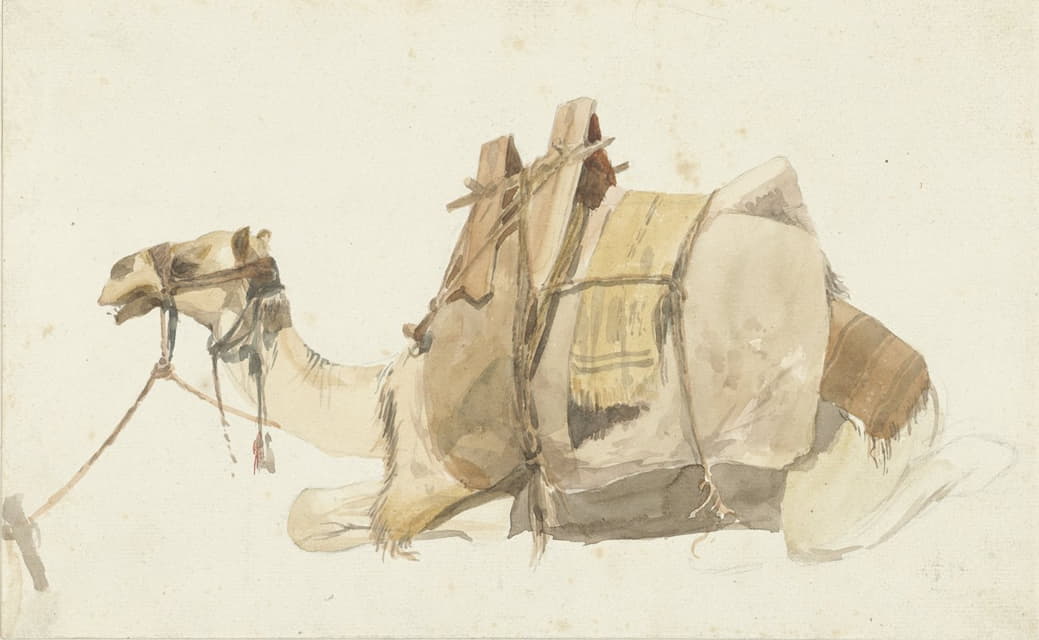 Zitende beladen kameel，George Antoine Prosper Marilhat，