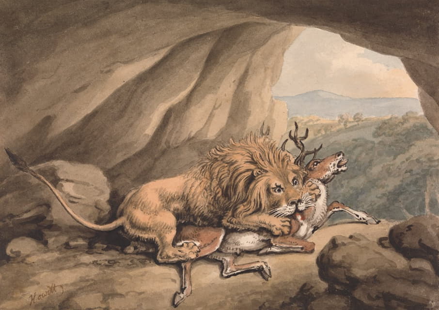 Samuel Howitt - Lion Attacking a Stag