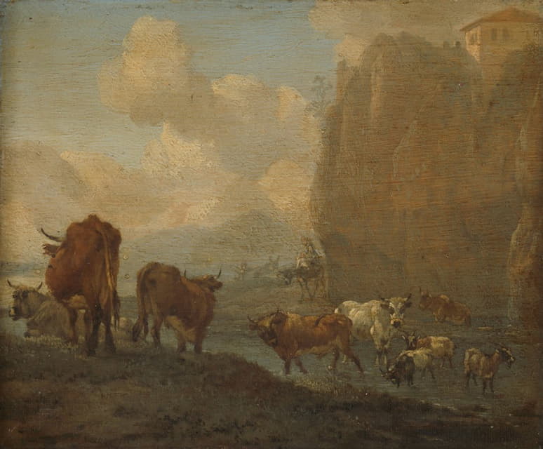 Willem Romeyn - Livestock by a River