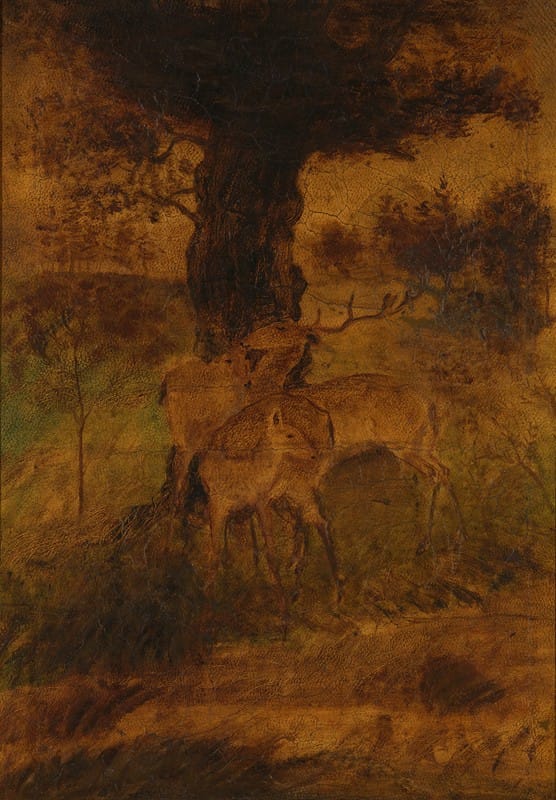 Albert Pinkham Ryder - A Stag and Two Does