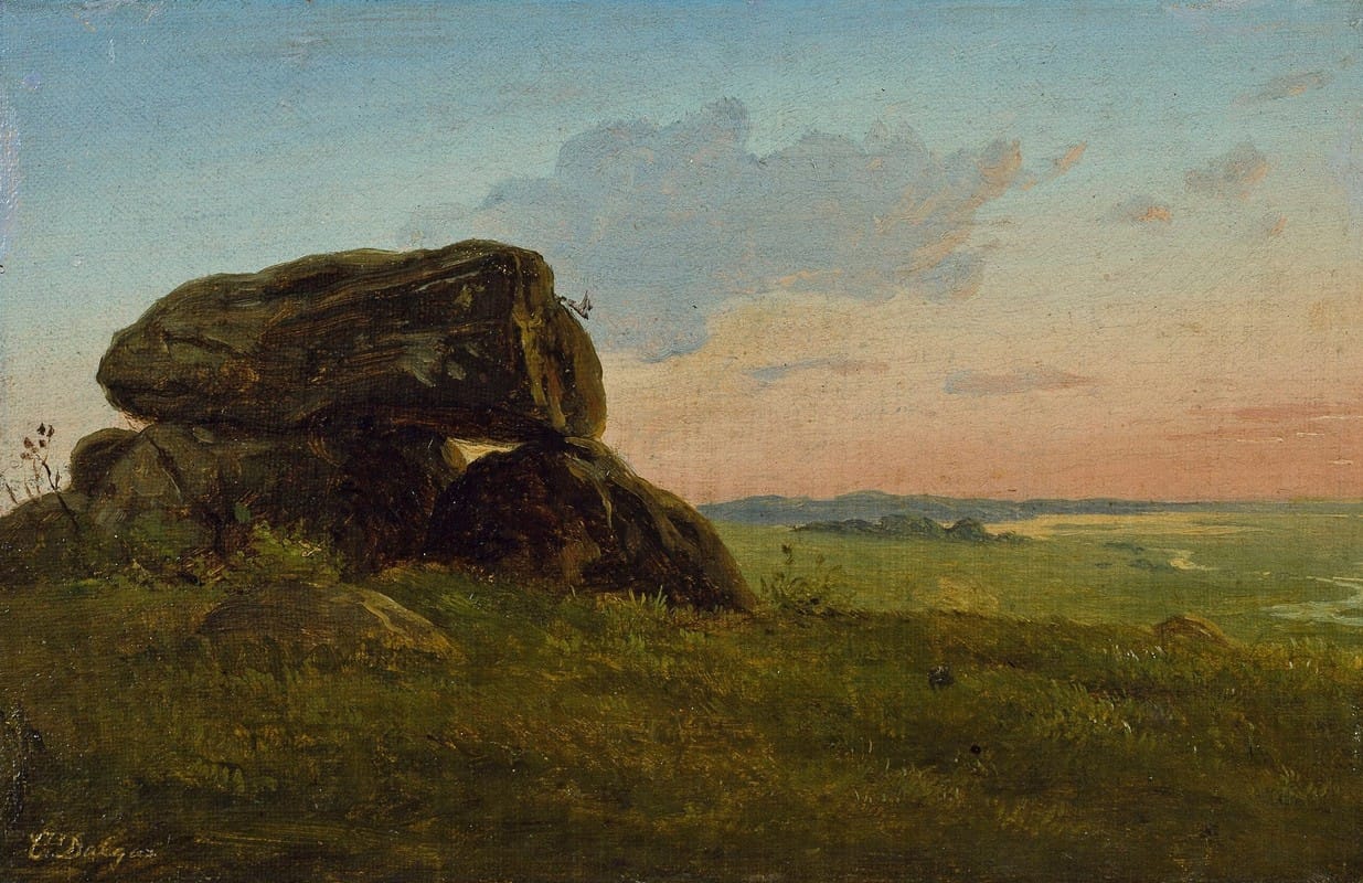 Carlo Dalgas - Evening landscape with a dolmen. Study
