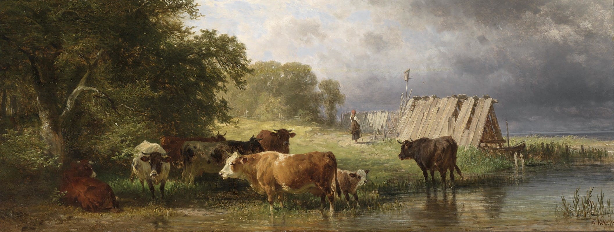 Friedrich Voltz - Rast der Kuhherde