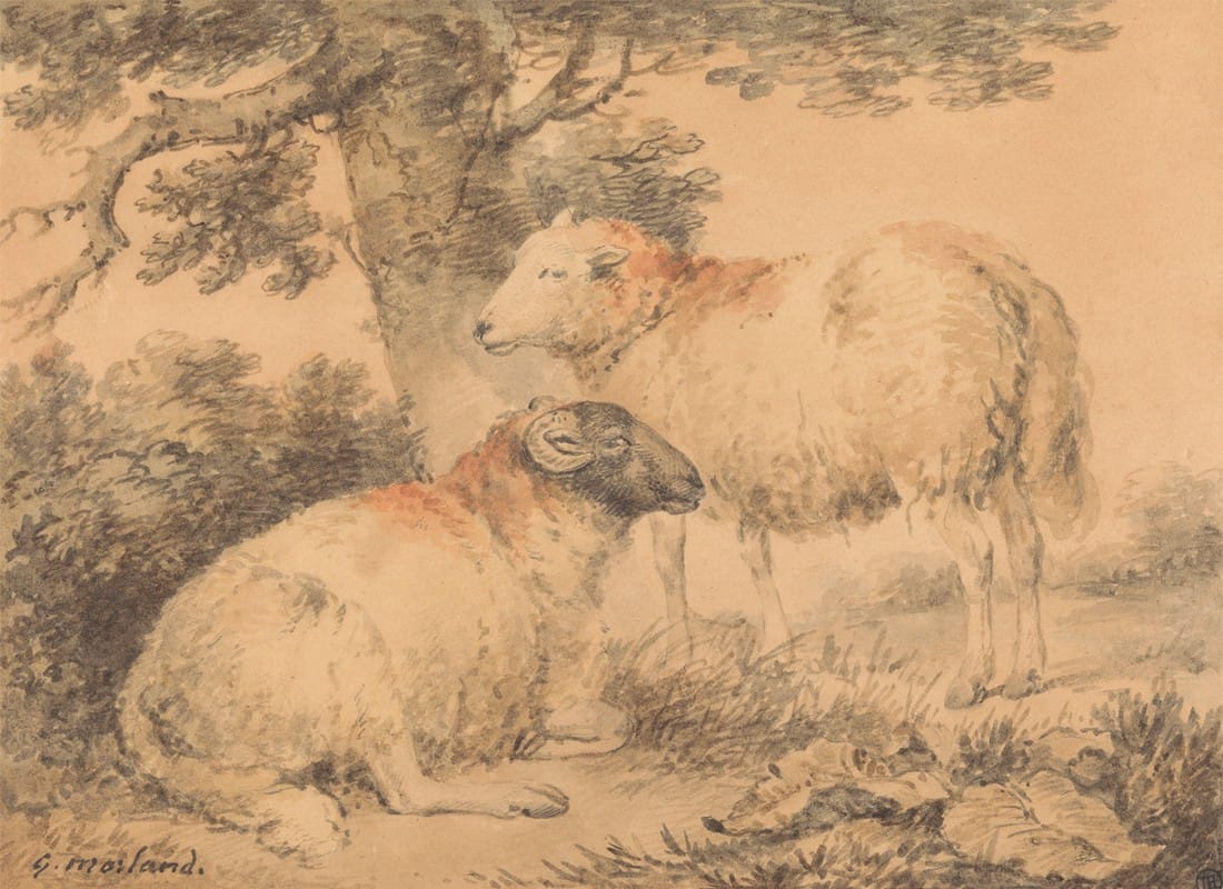 George Morland - A Ram and Ewe in a Landscape