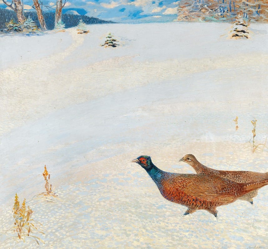 Hugo Baar - Pheasants in a Winter Landscape