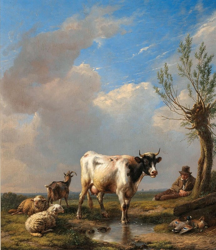 Eugène Verboekhoven - Grazing Cattle in a Vast Landscape