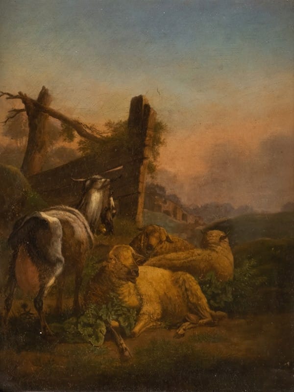 Max Josef Wagenbauer - Goat and sheep in vast landscape
