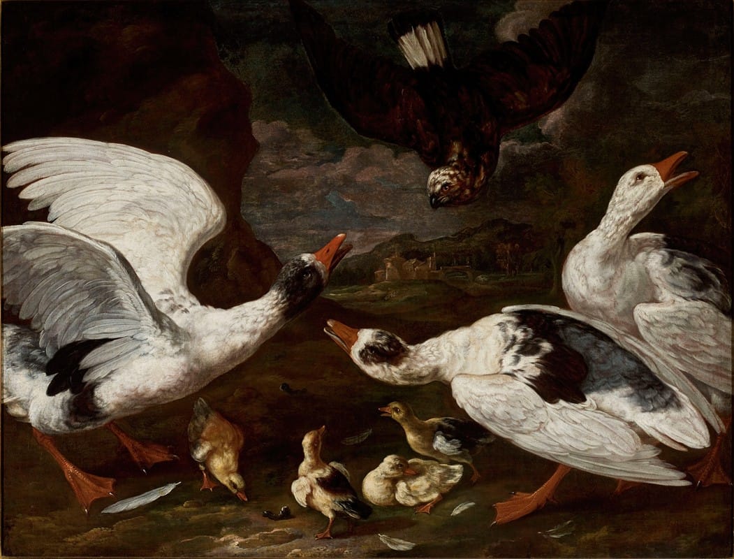 Jan Baptist Bouttats - Hawk and geese