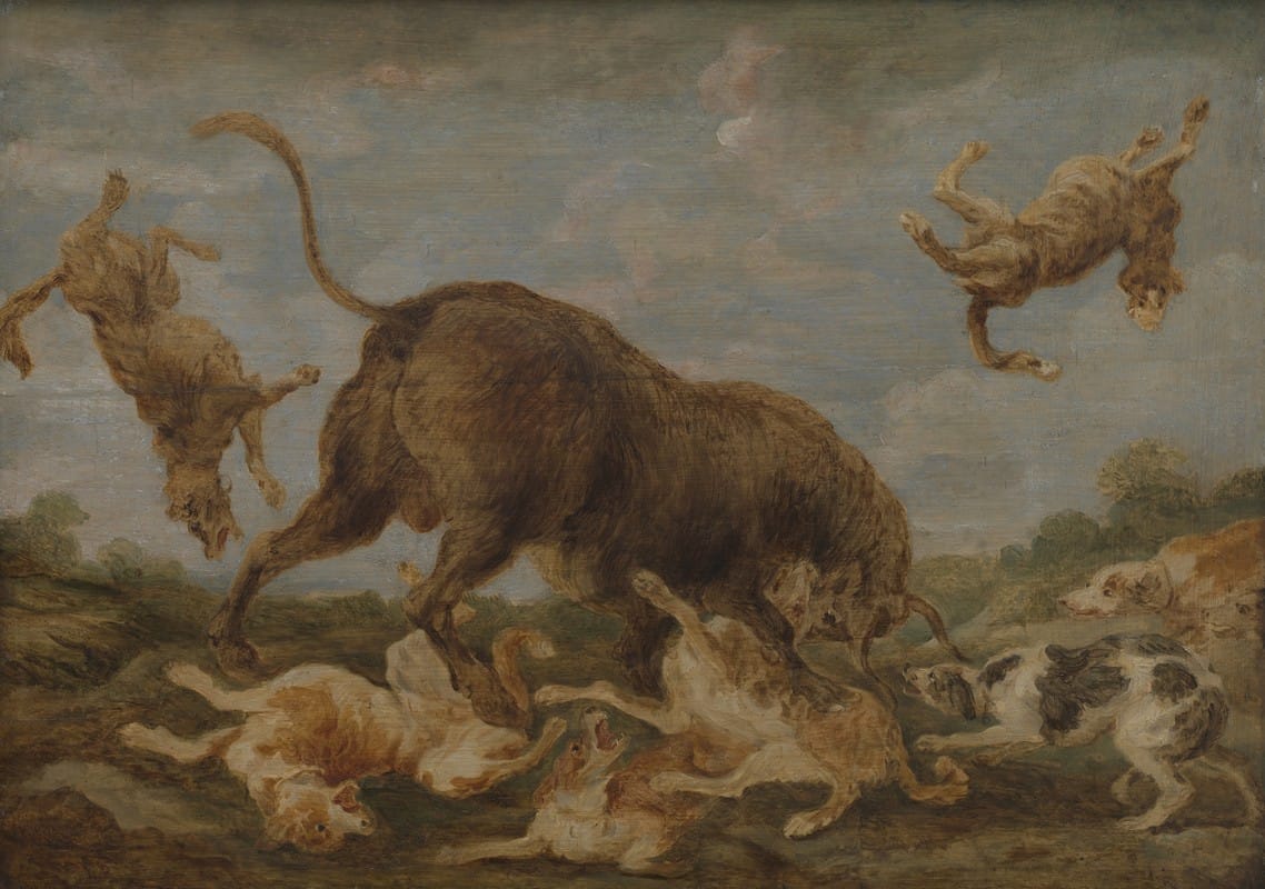 Paul de Vos - Buffalo attacked by dogs
