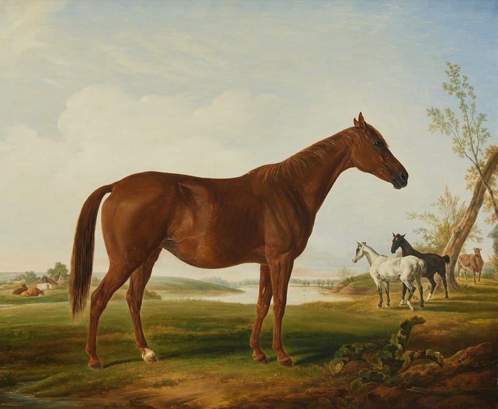 Fashion in a Landscape with Horses Beyond