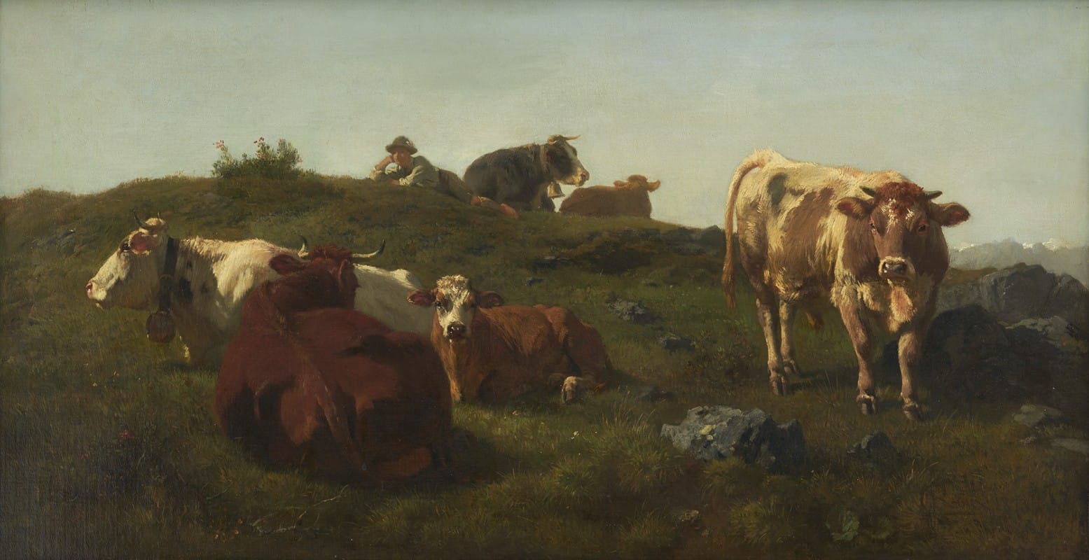 Karl Roux - Boy Herding Cows