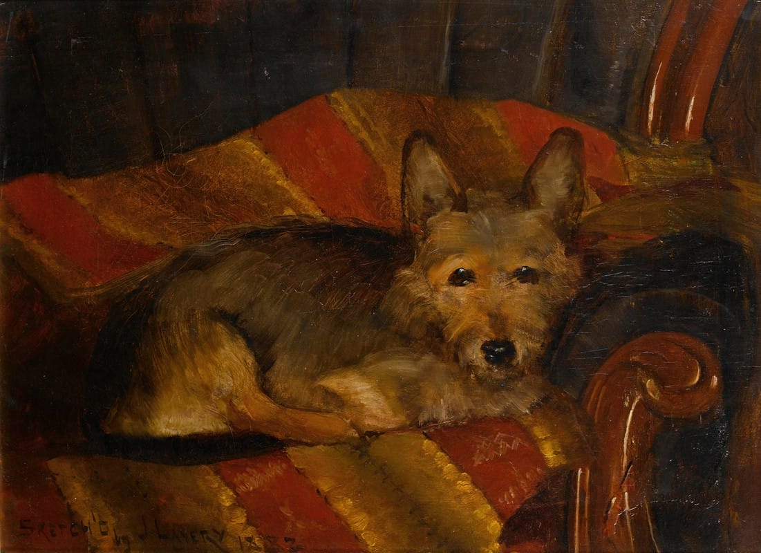 Sir John Lavery - Dog on a chair