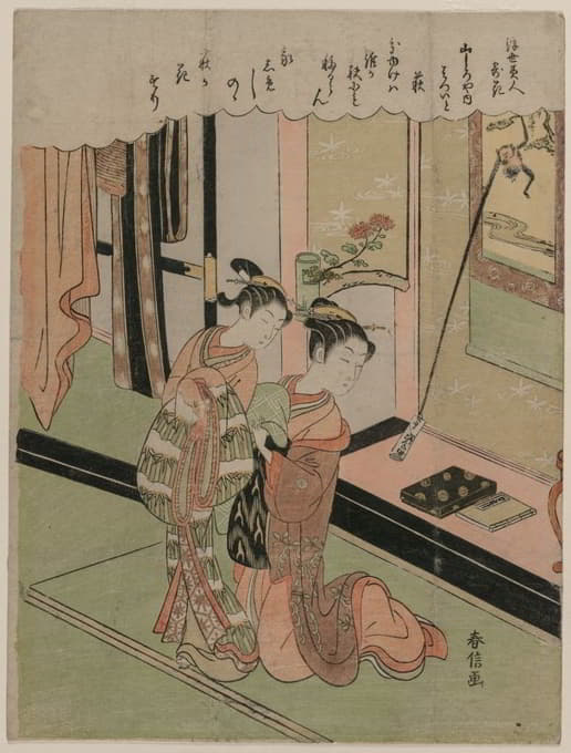 Suzuki Harunobu - Bush Clover (From the Series Beauties of the Floating World Compared to Flowers)
