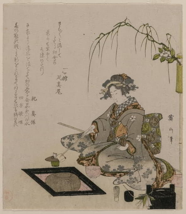 Kikukawa Eizan - Woman Performing the Tea Ceremony