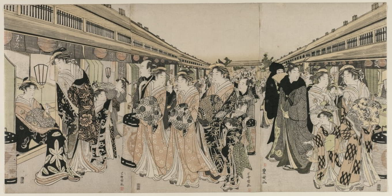 Toyokuni Utagawa - Courtesans Promenading on the Nakanocho