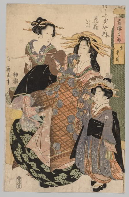 Kikukawa Eizan - Two Women and a Girl