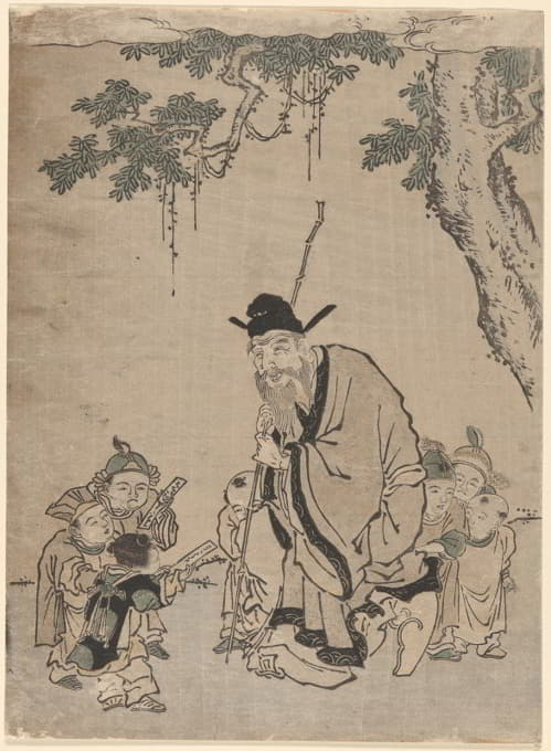 Suzuki Harunobu - Old Sage Teaching a Moral