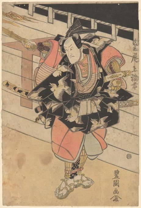 Toyokuni Utagawa - Actor (part of costume a design of birds on black)