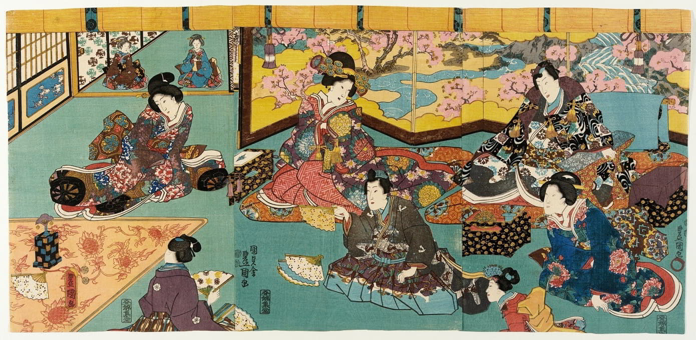 Utagawa Kunisada (Toyokuni III) - The Fan-tossing Game