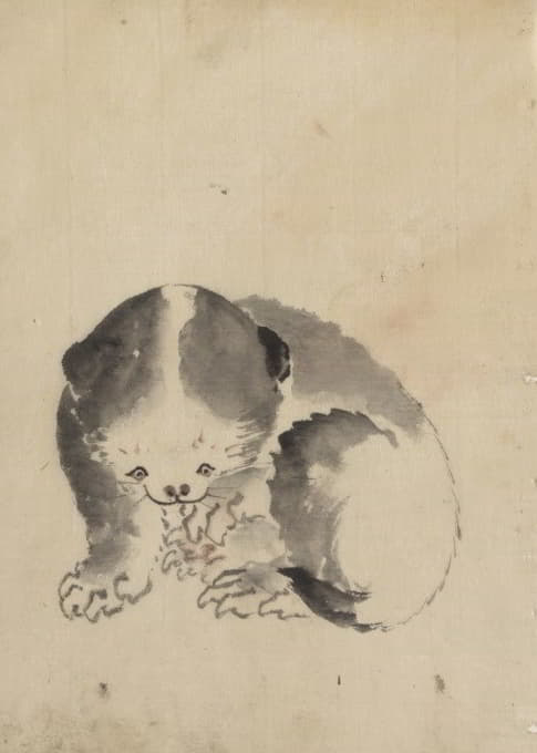 Katsushika Hokusai - A cat cleaning its claws