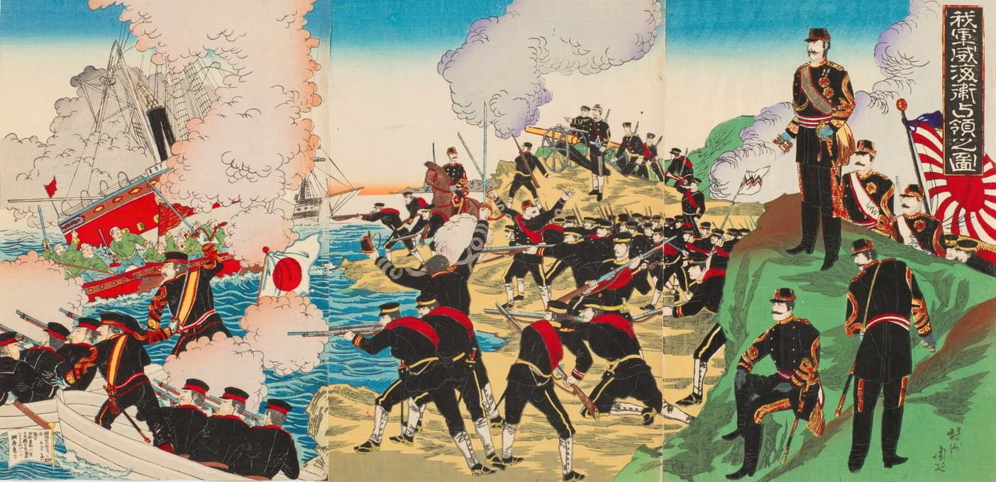 Toyohara Chikanobu - Our Forces Occupying Weihaiwei