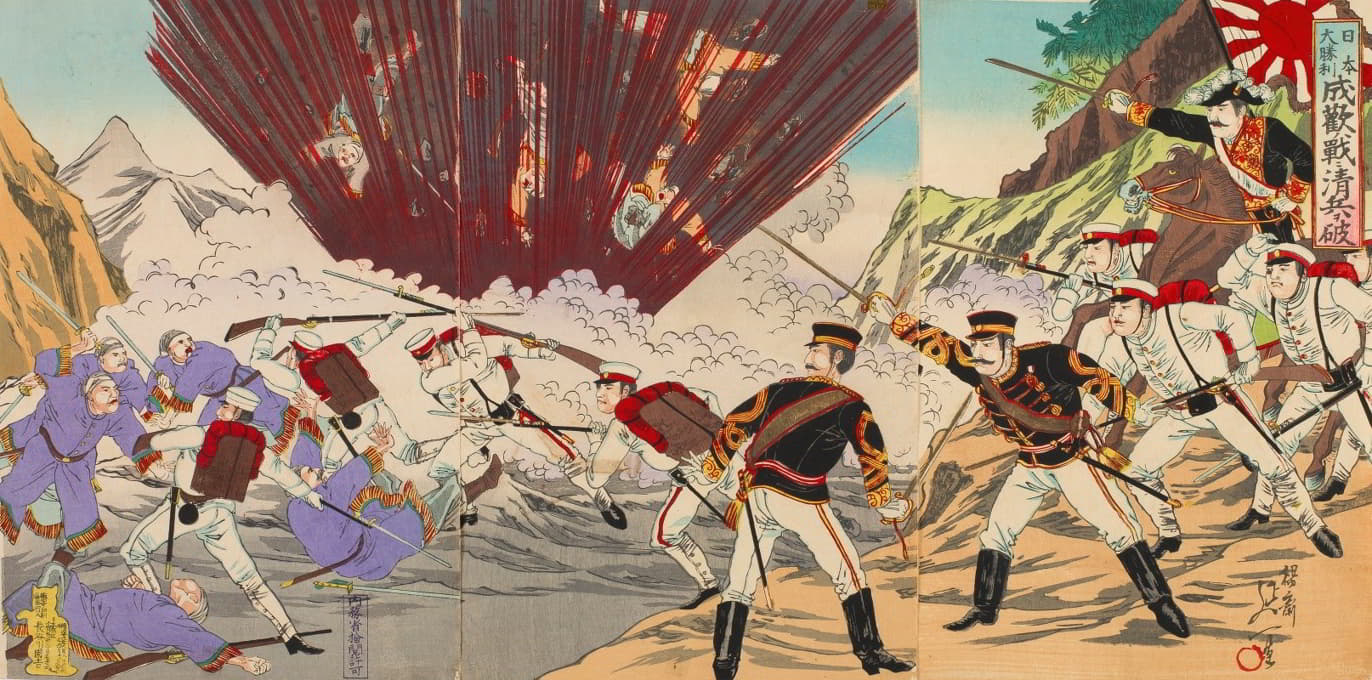 Watanabe Nobukazu - Great Victory of Japan; Destroying Chinese Forces during the Battle of Seonghwan